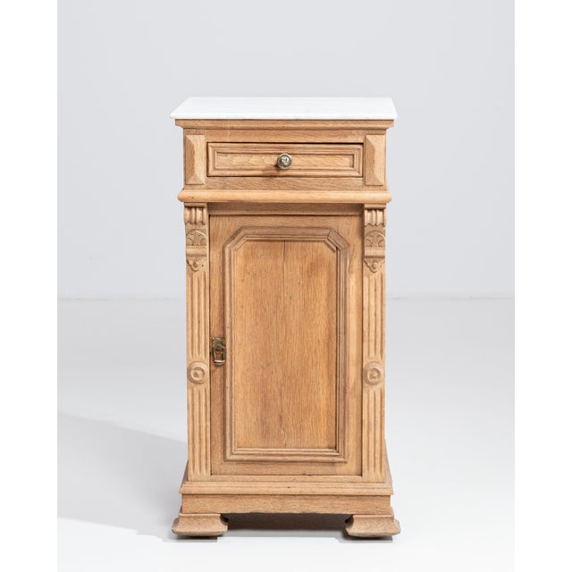 Gray Early 20th Century French Oak Marble-Top Side Table For Sale - Image 8 of 15