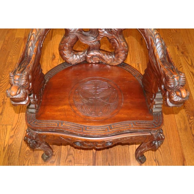 Antique Late 19th Century Meiji Japanese Dragon Carved Chair For Sale In New York - Image 6 of 7