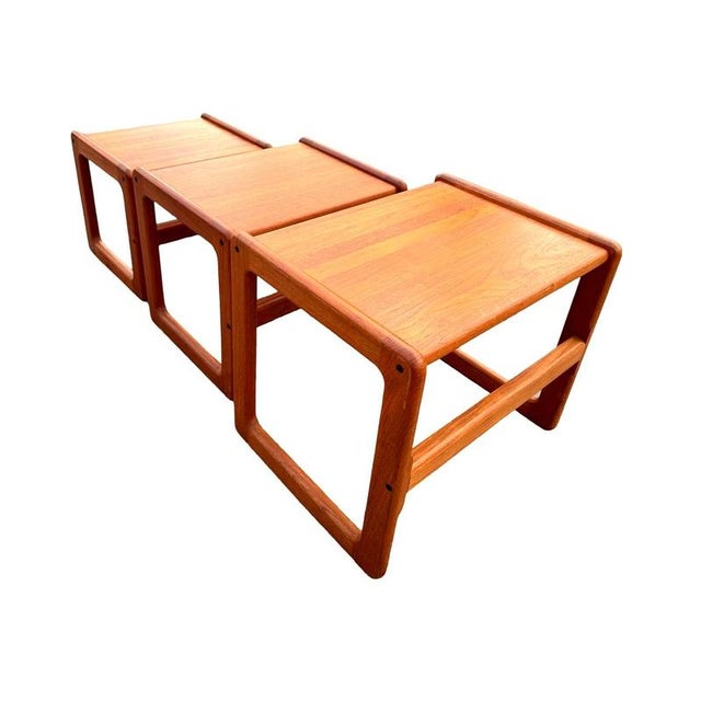 Brown Danish Nesting Tables in Teak, 1960s-1970s, Set of 3 For Sale - Image 8 of 9