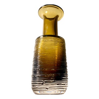 Olive-Topaze Glass Vase by Bengt Edenfalk for Skruf, 1960s For Sale