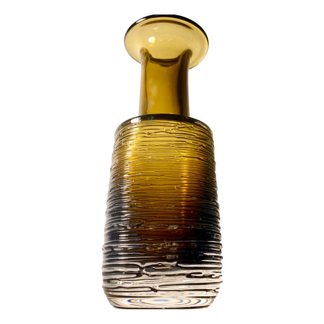 Olive-Topaze Glass Vase by Bengt Edenfalk for Skruf, 1960s For Sale