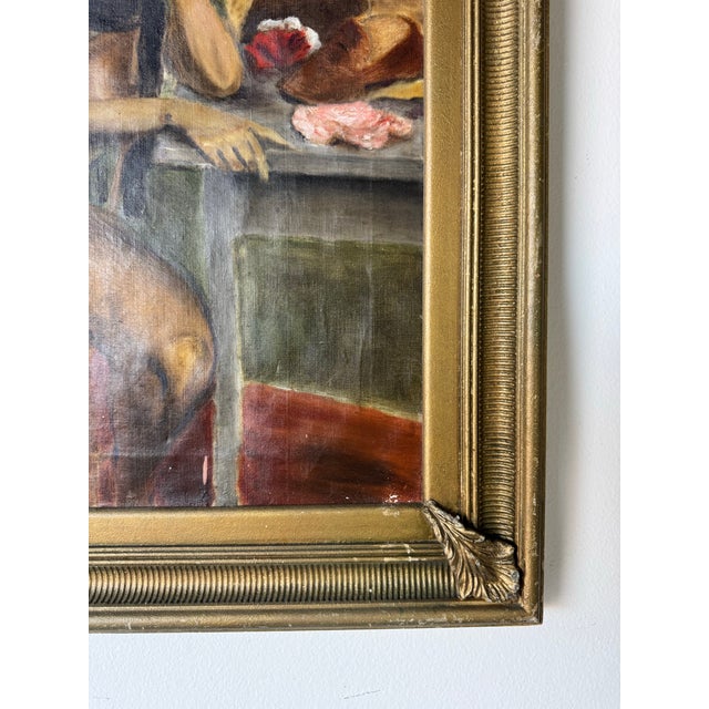 1960s 1960s Vintage Nude Woman Sitting – Oil on Canvas Painting, Framed For Sale - Image 5 of 11