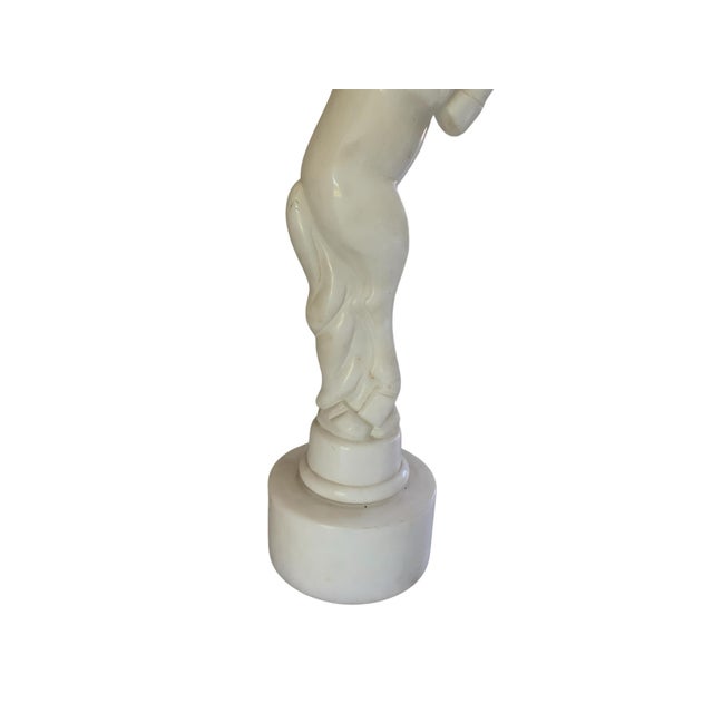 Mid-Century Modern Vintage Mid-Century Modern Italian Alabaster Horse Table Lamp Base Hand Carved Rearing Knight Model 477 Original Sticker For Sale - Image 3 of 7