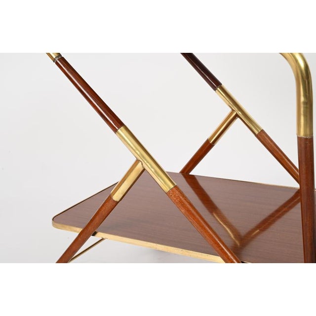 1950s Mid-Century Brass and Wood Bar Cart by Cesare Lacca, Italy, 1950s For Sale - Image 5 of 16