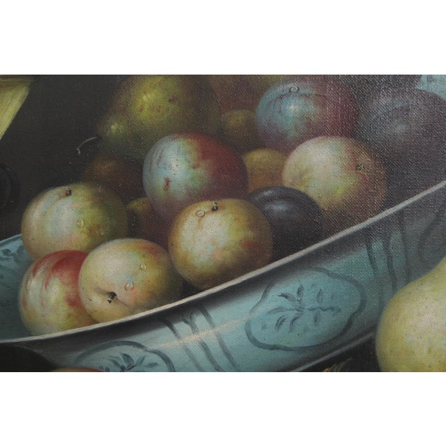 Paint Oil on Canvas Still Life Painting of Fruit Signed by “Pinder” (Signed) For Sale - Image 7 of 14