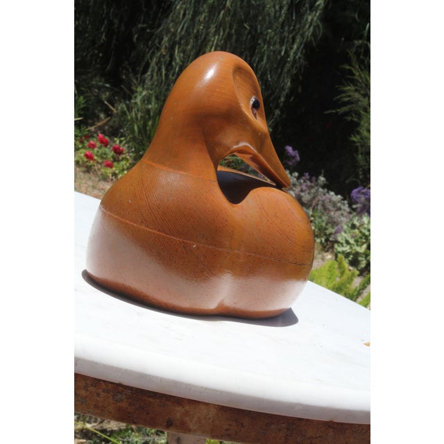 Auburn Signed Large Hand-Carved Pacific NorthWest 1996 Alder Wooden Drake Decoy Sculpture For Sale - Image 8 of 9