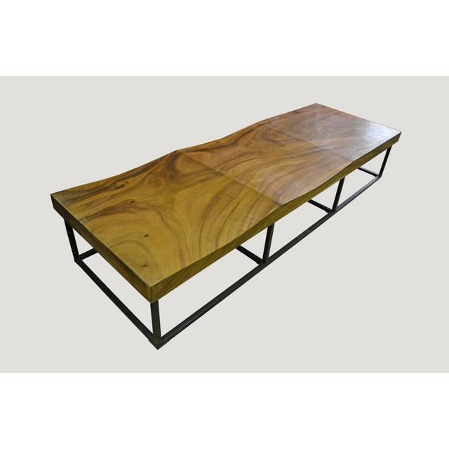 Wood Andrianna Shamaris Suar Wood Wave Bench For Sale - Image 7 of 18