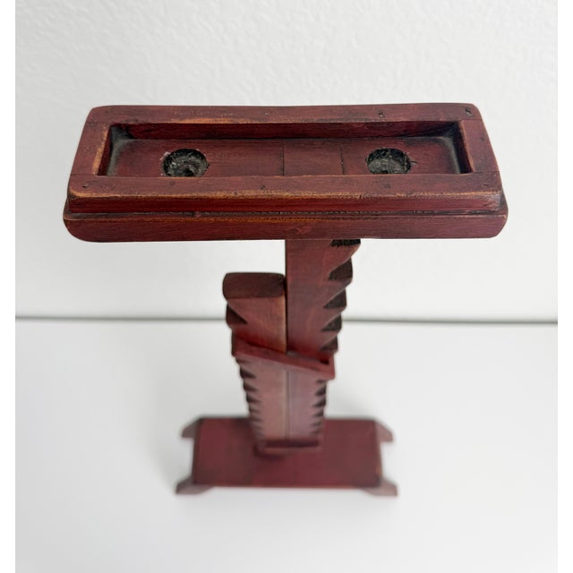 Large Postmodern + Shaker Style Ratcheting Dual Candle Holder For Sale - Image 10 of 13