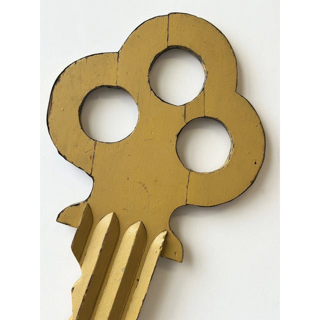 Vintage Monumental Wood + Tin Polychrome Key Trade Sign, Circa 1930s-40s For Sale - Image 15 of 18