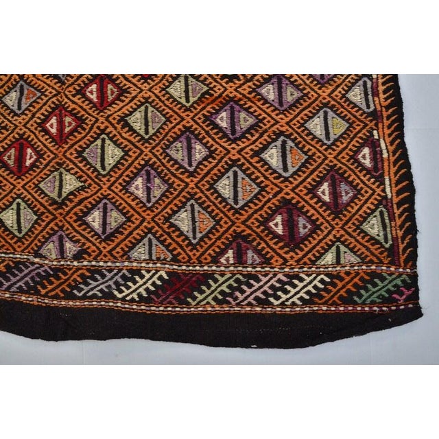 Apricot Antique Tribal Oushak Kilim Rug For Sale - Image 8 of 10