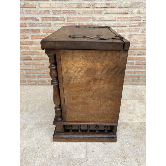 Brown Vintage Wood Chest with Turned Columns, 1920s For Sale - Image 8 of 12