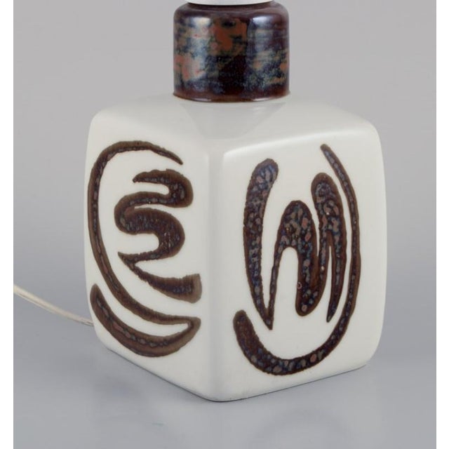 Carl Harry Stålhane for Rörstrand. "Orient" ceramic table lamp. Abstract motifs. Japanese style. Model 8449. 1960s/70s....