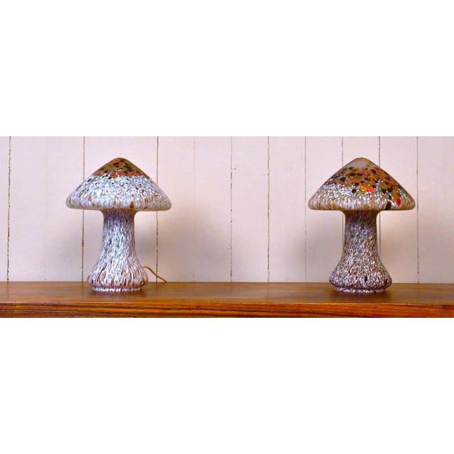 1970s Swedish Artglass Mushroom Shaped Table Lamps by Monica Backström for Kosta Boda, 1970s, Set of 2 For Sale - Image 5 of 15