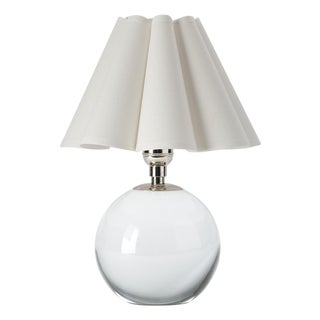 Giorgio Crystal Mini Lamp, Polished Nickel with Linen Scalloped Shade For Sale