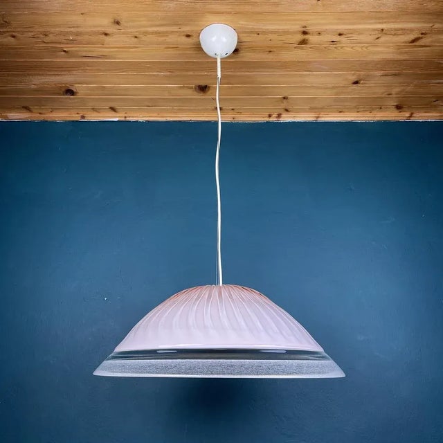 Large Vintage Italian Pink Murano Glass Chandelier, 1970s For Sale - Image 4 of 11