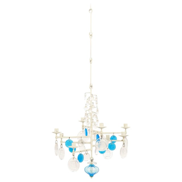 Blue Hanging Candelabra by Erik Höglund for Boda For Sale - Image 8 of 8