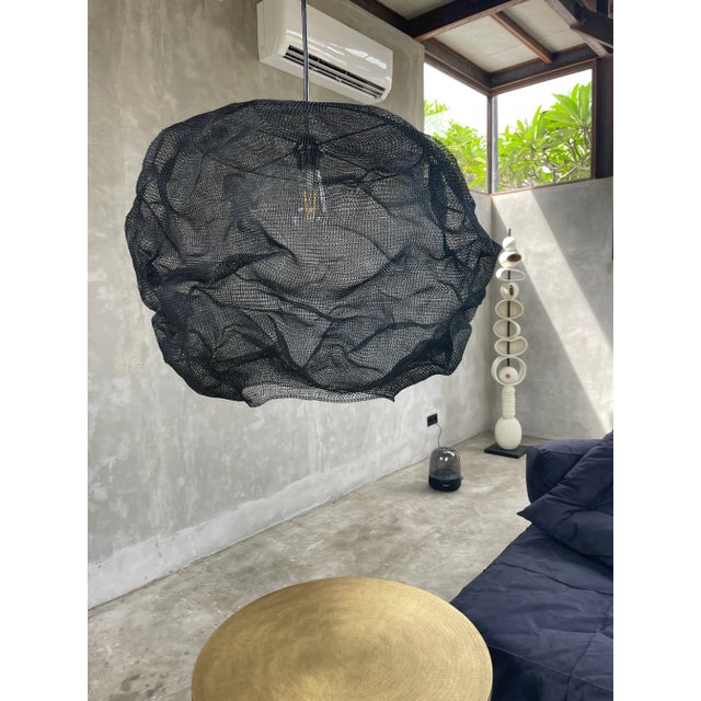 Contemporary 21st Century Handcrafted Knitted Lamp Cloud in Black Color, D60cm For Sale - Image 3 of 10