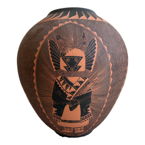 1990s Black Etched Terracotta Navajo Pottery Vase
