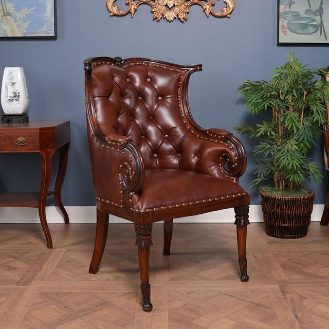 Traditional Traditional Style Leather Arm Chair For Sale - Image 3 of 12