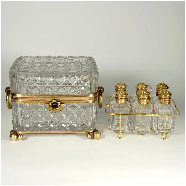 French Mid 19th Century Antique Baccarat French Cut Crystal Perfume Box, Casket For Sale - Image 3 of 12