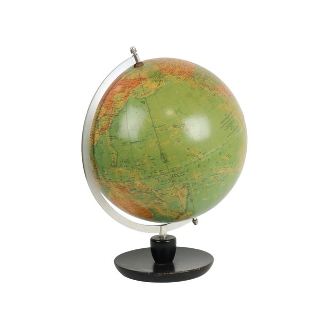 Vintage Political Globe with Oak Base by Hermann Haack, 1970s For Sale - Image 3 of 11
