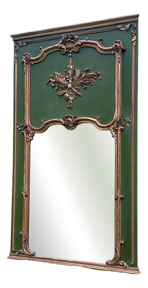Louis XV Style Fireplace Mirror in Green