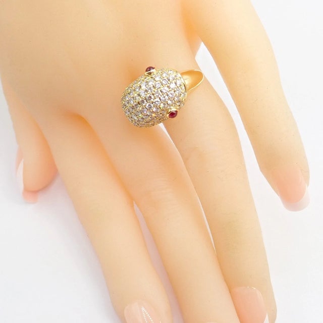 Vintage Tiffany & Co. Elsa Peretti Yellow Gold Diamond Ruby Bird Ring, Size 5 For Sale - Image 11 of 17