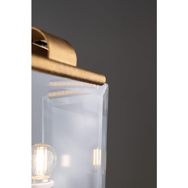 Art Deco Italian Brass and Glass Lantern, 1950s For Sale - Image 6 of 11