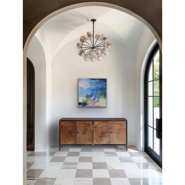 A contemporary intuitive abstract oil painting by Michelle Heimann. Deep canvas making it easy to hang without a Frame.