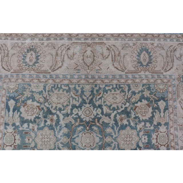 Early 20th Century All-Over Light Green Floral Antique Persian Hamadan Rug With Earthy Tones 7'0 X 9'10 For Sale - Image 5 of 12