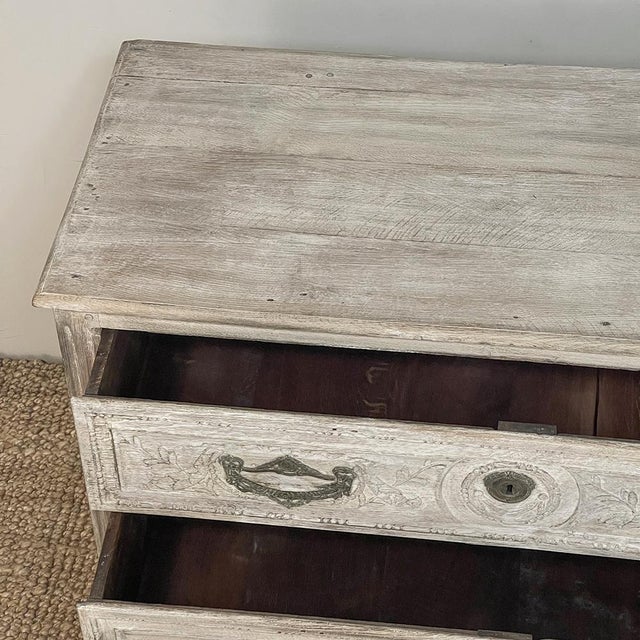 18th Century Country French Whitewashed Commode With Bronze Hardware For Sale - Image 9 of 18