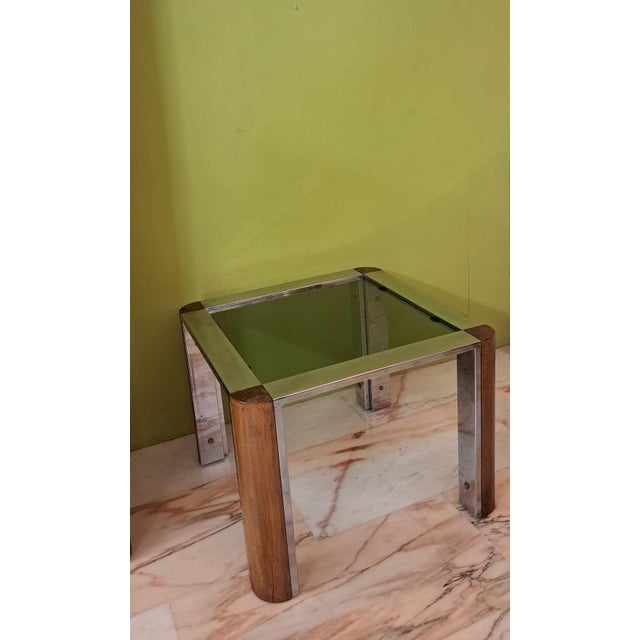 Mid-Century Modern Chrome and Wood Side Table, 1970 For Sale - Image 3 of 11