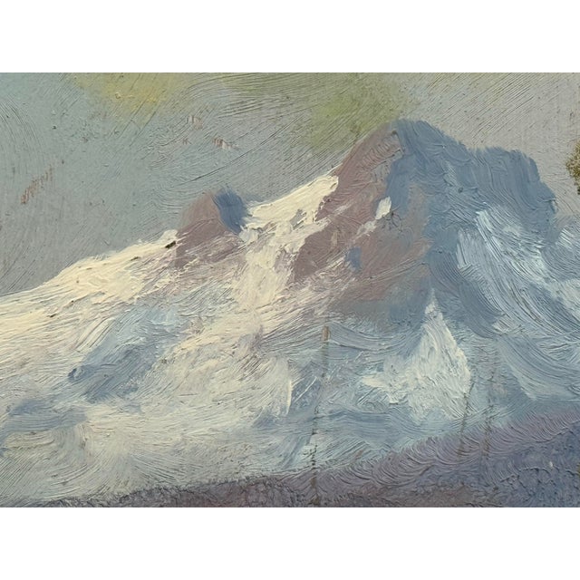 Paint Framed Oil Painting of Mountain Landscape, Vintage For Sale - Image 7 of 12