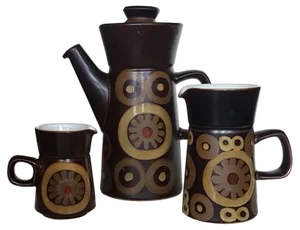 Coffee Pot, Milk Jug and Cream Jug by Gill Pemberton, 1960s, Set of 3