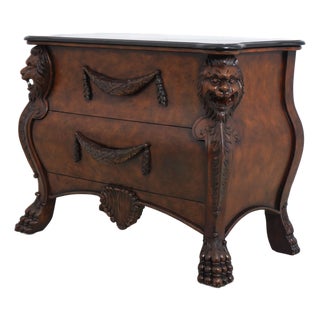Regency Style Marble Top Lion Head Chest For Sale