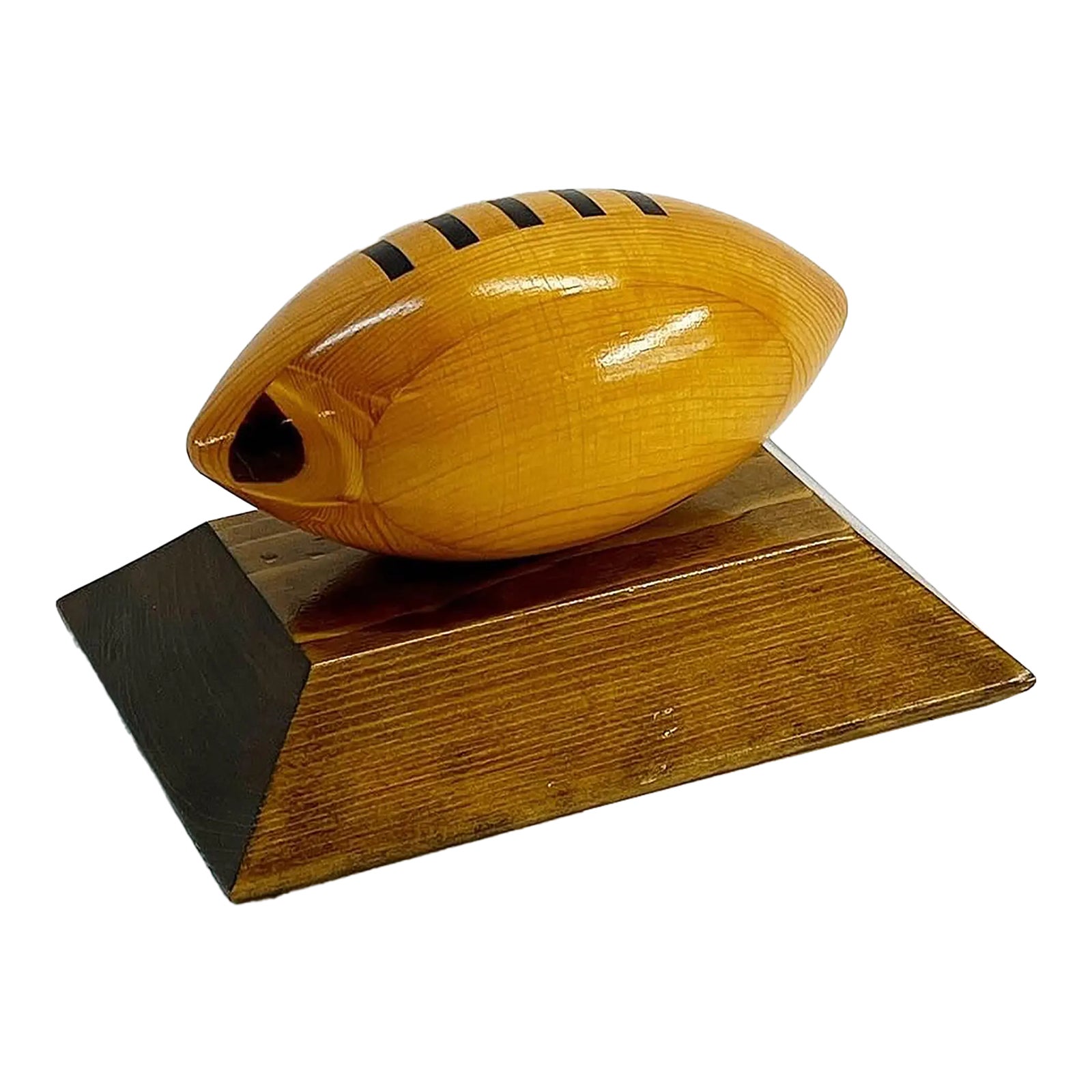 1970s Hand Made Solid Wood Football Sculpture | Chairish