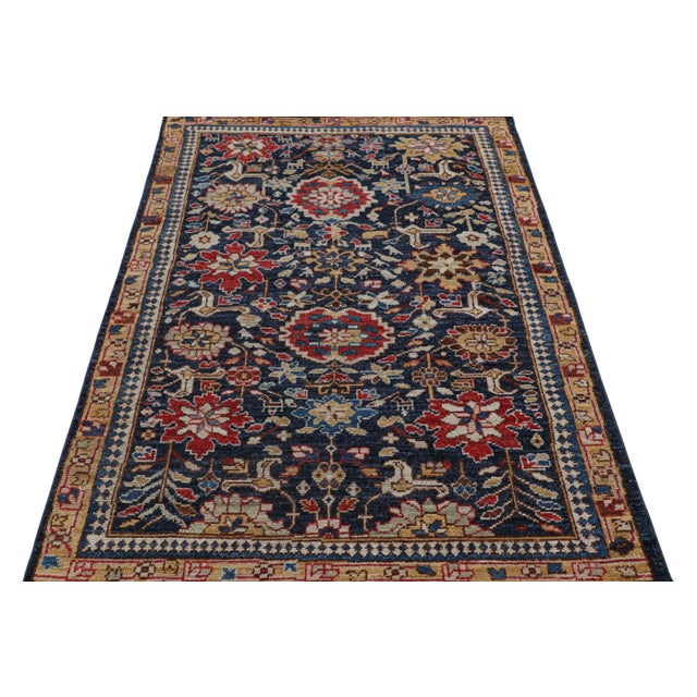 2010s Rug & Kilim’s Caucasian Kuba Style Rug in Blue With Pictorial & Floral Patterns For Sale - Image 5 of 7