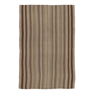 Vintage Afghan Kilim With Beige-Brown Geometric Stripes - Rug & Kilim For Sale