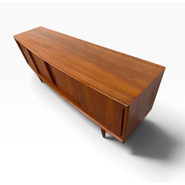 1970s Vintage H. P. Hansen Danish Modern Sliding Door Teak Sideboard - Refinished! For Sale - Image 5 of 13