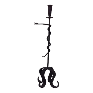 Antique Candleholder Featuring a Climbing Serpent Handle by José Thenee
