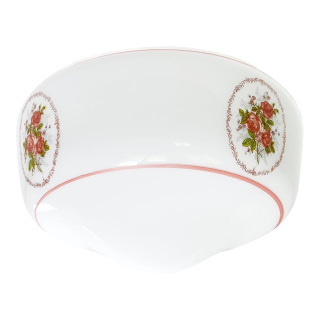 Vintage 1960s Milk Glass Floral Ceiling Light For Sale