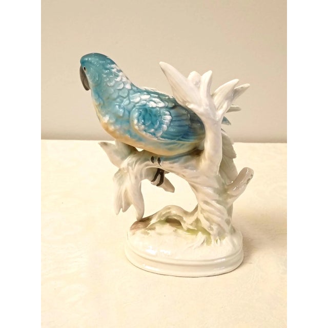 Blue and White Royal Sealy Porcelain Parrot Figurine Old Florida Chinoserie Style For Sale - Image 4 of 10