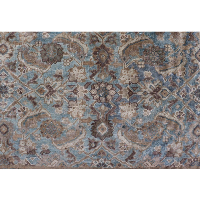 Tan Antique Persian Sultanabad in Floral All-Over Design in Light Blue With Tan 5'0 X 8'2 For Sale - Image 8 of 13