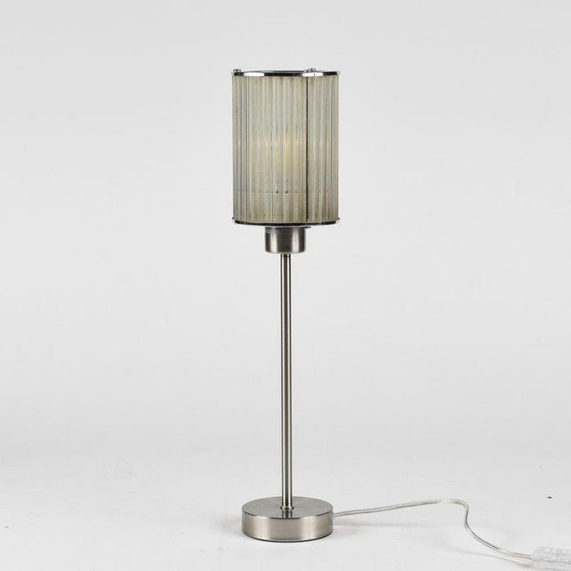 Art Deco Brushed Metal and Glass Table Lamp For Sale - Image 4 of 18