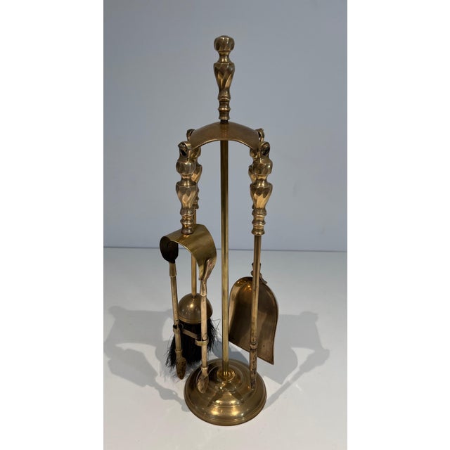 1970s 1970s Neoclassical Style Brass Fireplace Tools For Sale - Image 5 of 12
