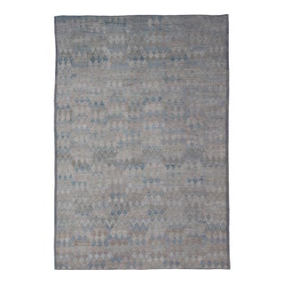 Oversized Modern Casual All-Over Diamond Design in Blue, Taupe, and Cream 13'10 X 19'10 For Sale