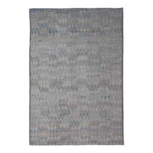 Oversized Modern Casual All-Over Diamond Design in Blue, Taupe, and Cream 13'10 X 19'10