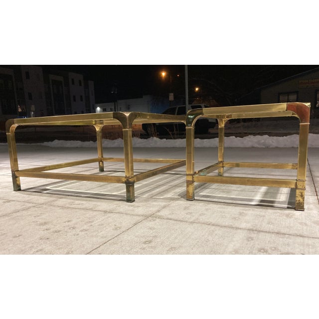 Mastercraft Mastercraft Brass Waterfall Coffee & End Table - 2 Piece Set For Sale - Image 4 of 13