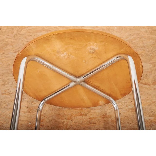 Wood Steel Tube Table in Steel Frame Tube Chrome-Plated, Plate Plywood Stained Dark & Beech Wood Edge For Sale - Image 7 of 11