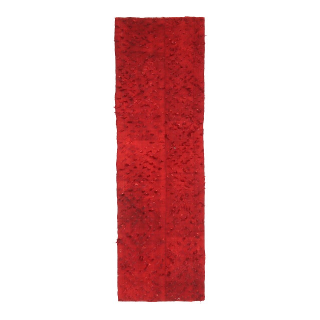 Vintage Turkish Hand-Knotted Wool Cotton Red Kilim Runner Rug For Sale